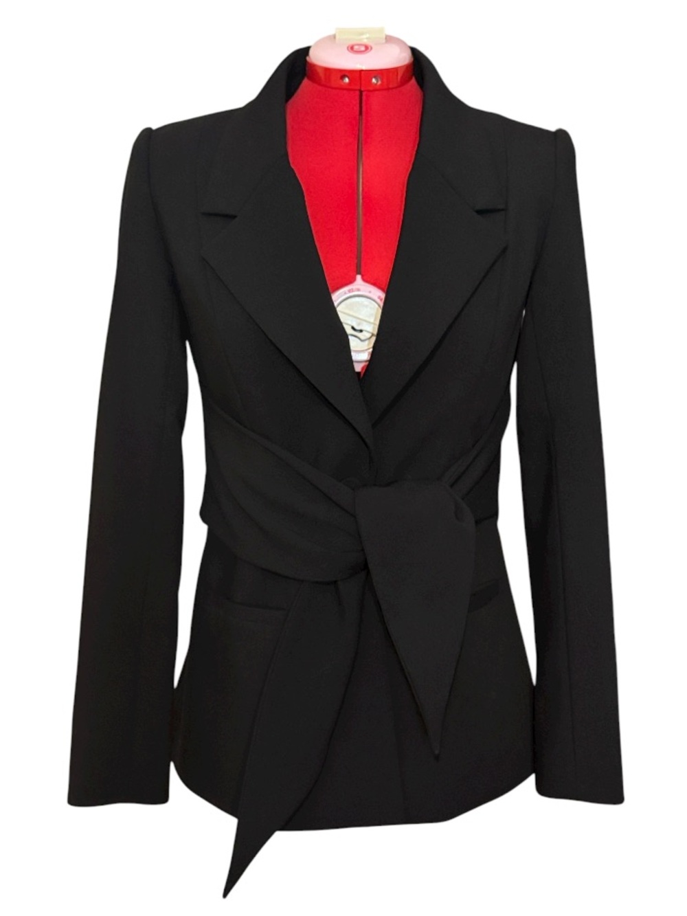 Good American Exec Tie Waist Black Blazer Size 1